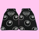 BLACK + WHITE 8 BALL UNIVERSAL CAR MATS X 2