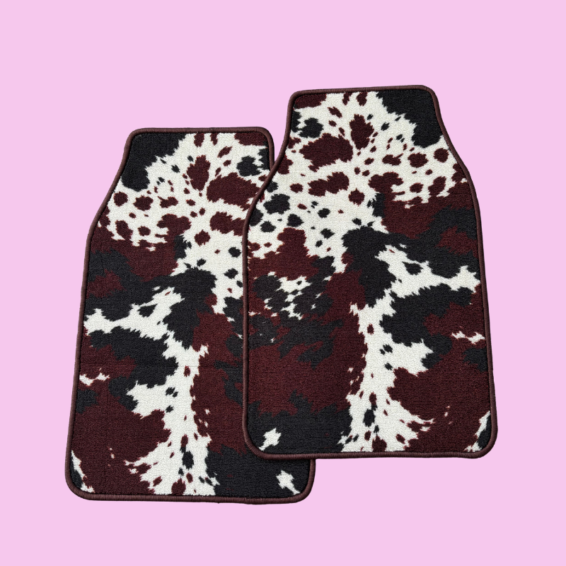 COWHIDE PRINT UNIVERSAL CAR MATS X 2