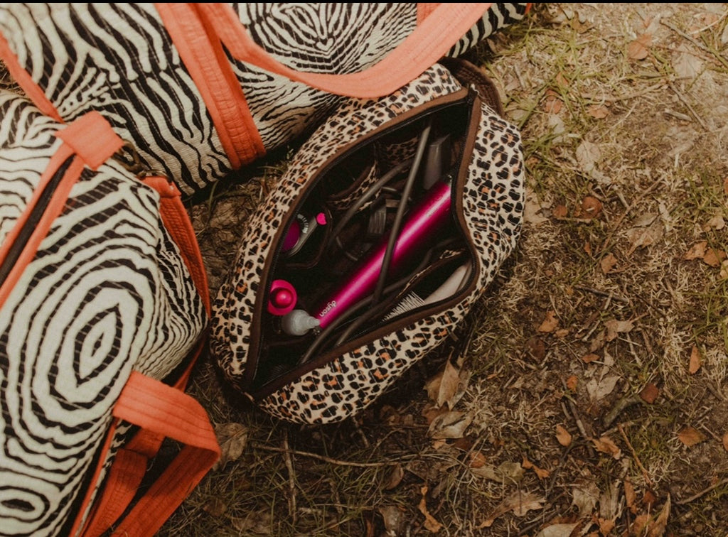 ZEBRA PRINT COTTON HAIR TOOL BAG