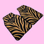 BLACK + TAN TIGER UNIVERSAL CAR MATS X 2